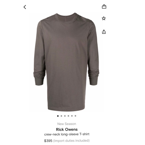 Rick Owens Crew Neck Long Sleeve T Shirt - Picture 7 of 7